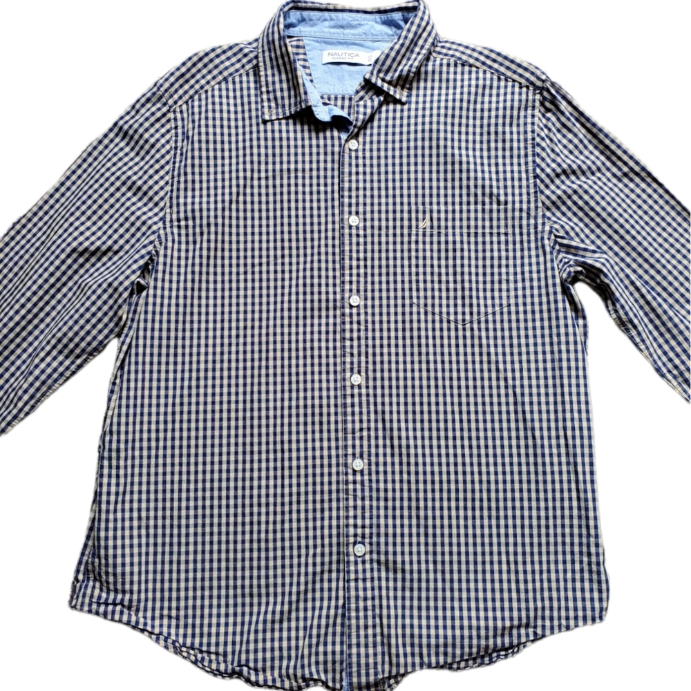 Nautica Navy Blue/Beige Men's Button-Down